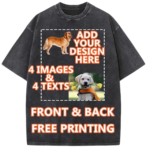 Custom Oversized T Shirts Vintage Soft Tee Loose Fit Casual Streetwear Baggy Washed Cotton Personalized Add Your Own Design