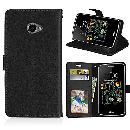JEEXIA® Funda para LG K5, Moda Business Flip Wallet Case Cover PU Cuero con Soporte Cubierta Protectora - Negro