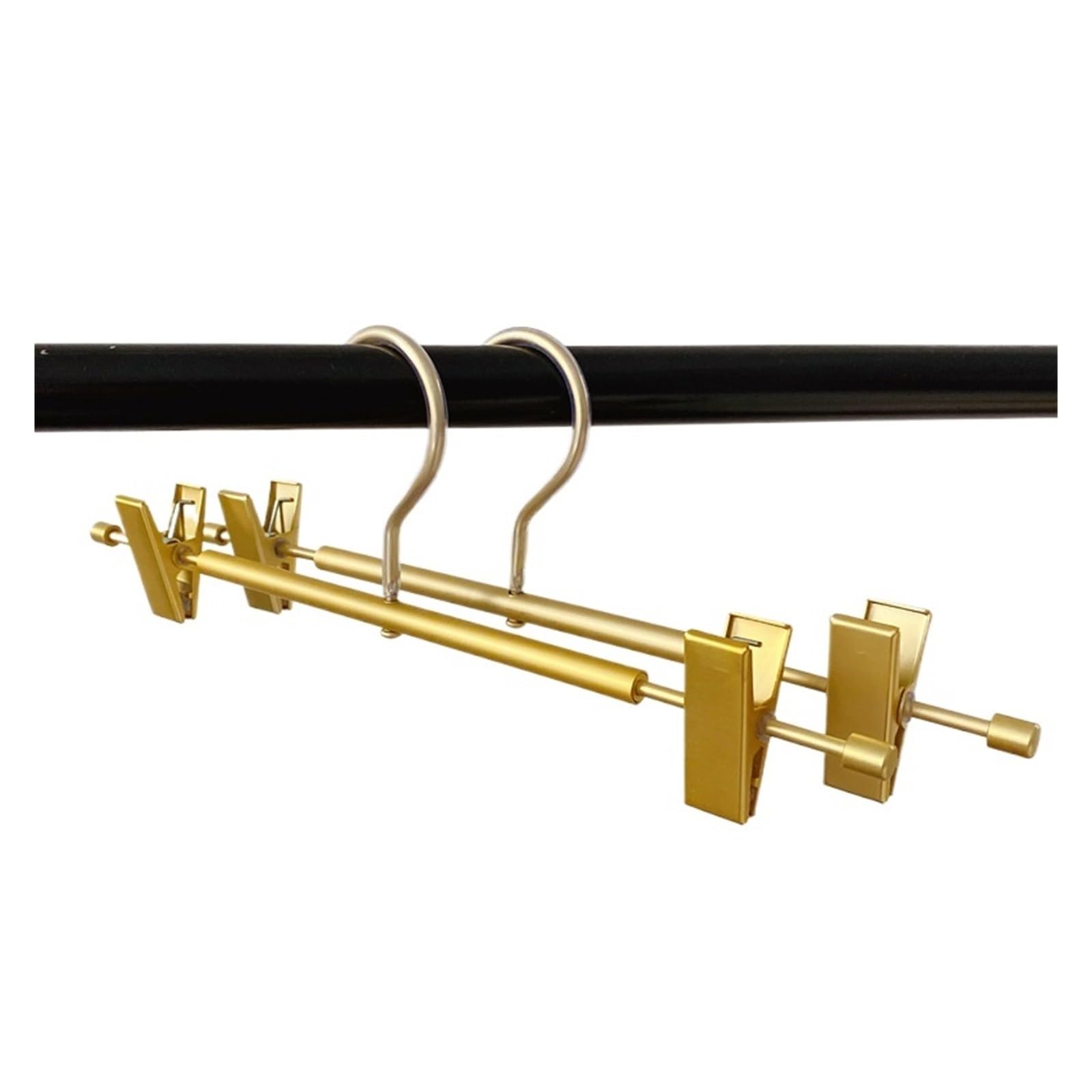 Perchas Pantalones Perchas de Aluminio Dorado for Pantalones, 5 Unidades, Suaves, Ligeras y Resistentes, Metal, con 2 Clips Antideslizantes Ajustables Gancho Giratorio(Gold)