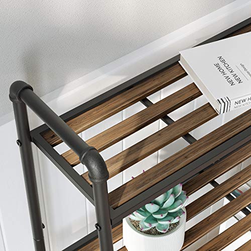 VASAGLE 4-Tier Ladder Shelf, Storage Rack, Freestanding Bookshelf, Plant Stand with Steel Pipe and Shelves, Industrial, for Living Room, Bathroom, Kitchen, Black UBSC027B01
