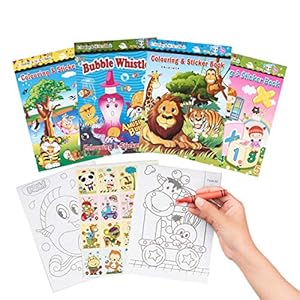 THE TWIDDLERS 24 Mini Kleurboeken en Stickers voor Kinderen, Jongens & Meisjes – Bruiloften, Kinderfeestjes…