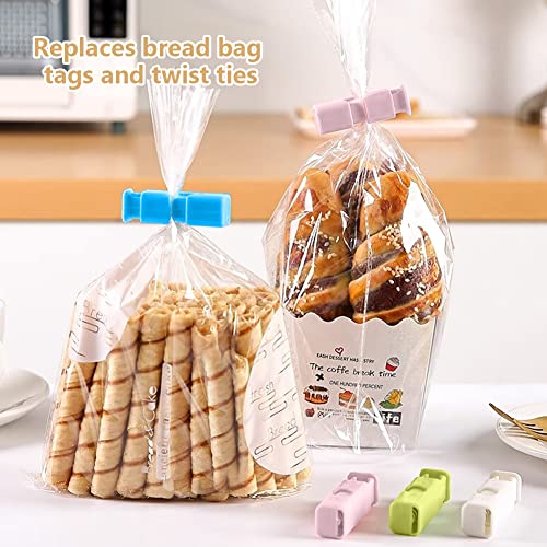 Image of AUAUY 16 Pack Bread Bag Clips, Reusable Grocery Bag Sealing Clips for Food Fruit Bread Storage, Non-Slip Plastic Grip Sealing Bag Clips, Easy Squeeze Lock & Release, 2.44in, Candy Color(4 Colors)