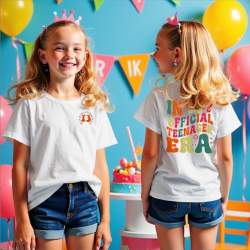 Image of CM C&M WODRO in My Official Teenager Era Shirt for Girls 13th Birthday Party T-Shirt Kids 13 Year Old Short Sleeve Tee Tops