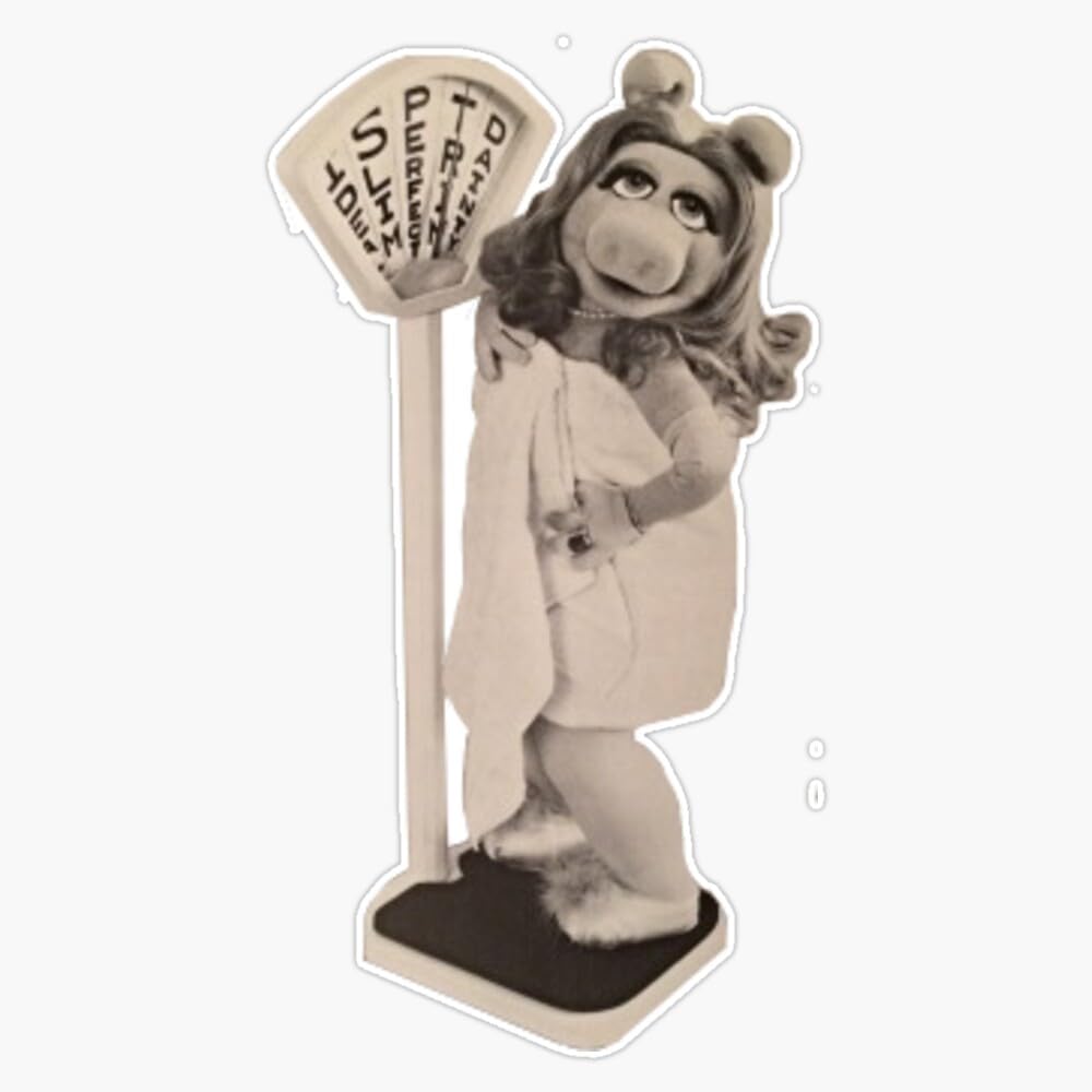 Weight Positivity Miss Piggy Sticker Vinyl Waterproof Sticker Decal Car Laptop Wall Window Bumper Sticker 5"