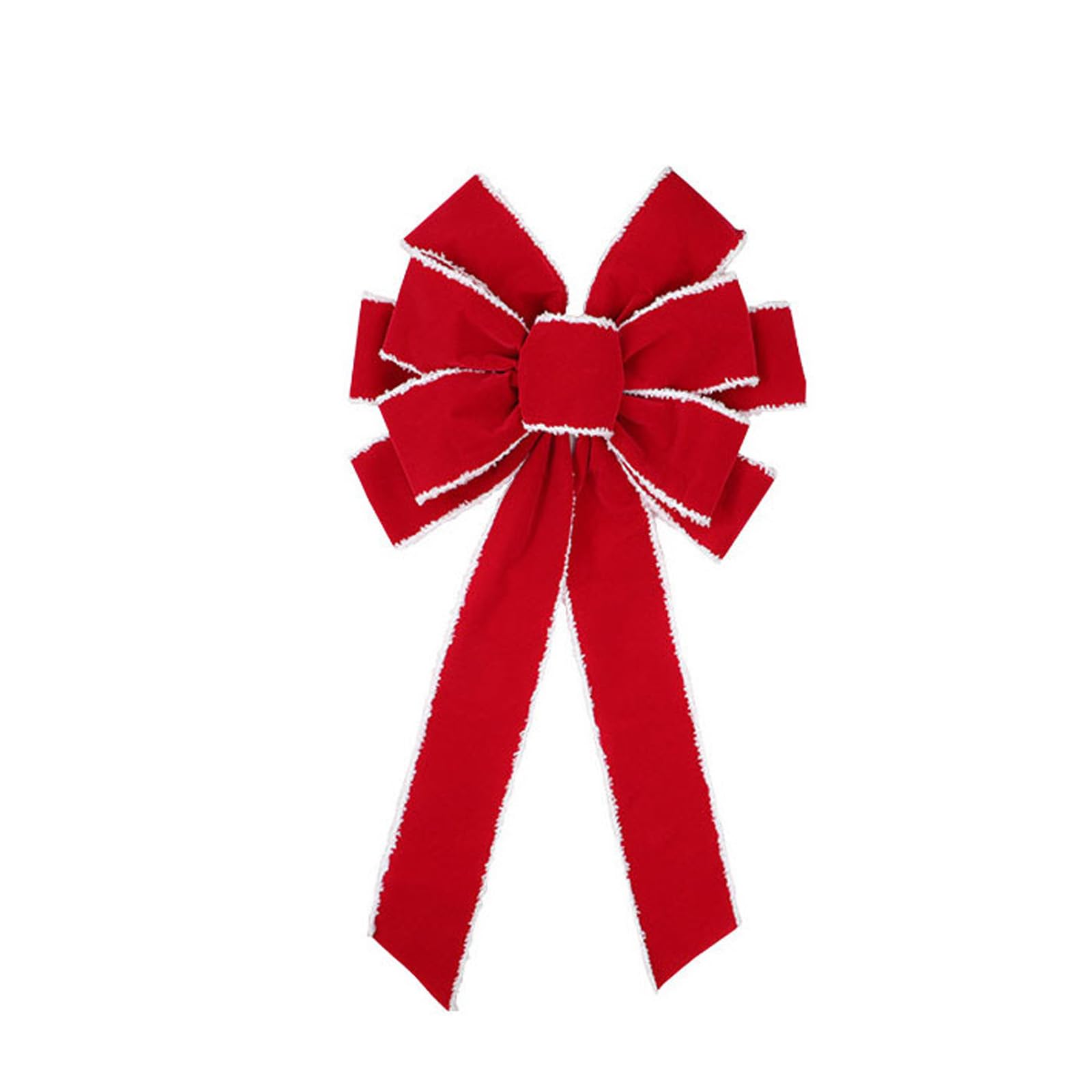 Tsophreniq Bowknot Ornaments with Secure Clips for Christmas Tree & Present Decoration Accessories Christmas Red Flocking Bowknot