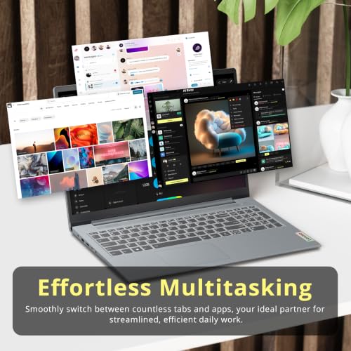 Image of Lenovo IdeaPad Slim 3i 15.6 inch FHD Laptop, Intel N100, 4GB DDR5, 1.12TB Storage (128GB SSD+1TB Docking Station Set), Intel UHD Graphics, Num Pad, Compact & Portable, Wi-Fi 6, Win 11, Arctic Grey