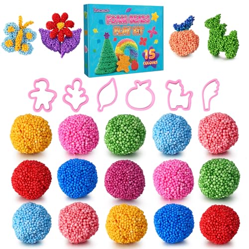 Foam Beads Play Kit - 15 Pack Modeling Foam Beads Slime for Kids