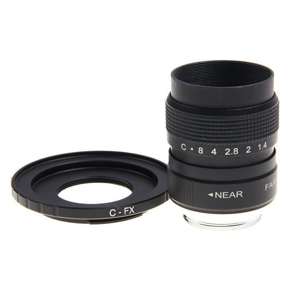 Lente CCTV f1.4 con Montura C de 25 mm f/1.4 Compatible con Fujifilm X-E2 X-E1 X-Pro1 X-M1 (Size : Schwarz, Color : Fuji)