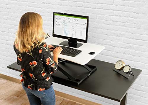 TechOrbits Height Adjustable Single Level Standing Desk - 31" Wide Sit to Stand Desk Converter Fully Assembled Standing Workstation Riser White