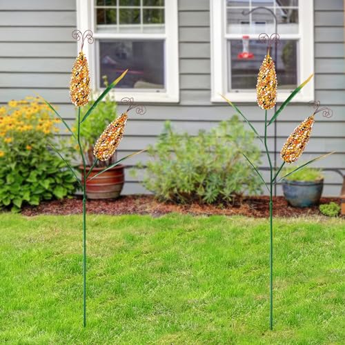 Tandefio 2 Pcs Metal Corn Garden Stakes Fall Decor 40 Inch Corn S...