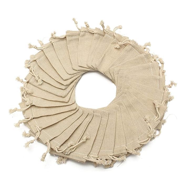 Image of DEERA Jute Drawstring Gift Bag - Beige - 16x20cm - Eco-Friendly Reusable Pouch - Pack of 10