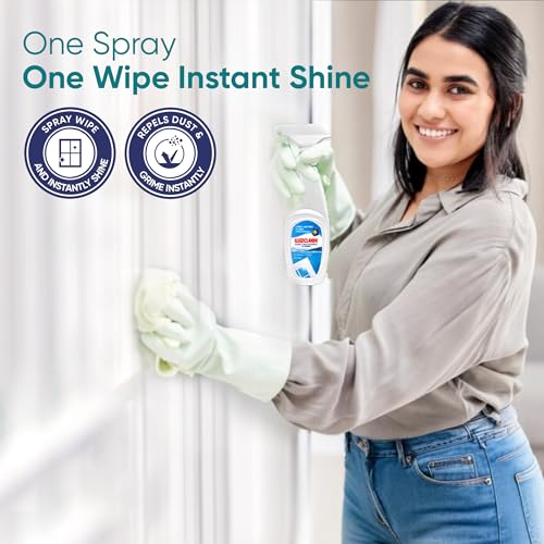 Image of Wiz Cleen 2X More Shine Glass & Multi-Surface Cleaner Liquid 1L Refill (Pack of 2) | Streak-Free Shine | Glass Cleaner for Car, Kitchen & Home | 70% Less Plastic Refill Pouch