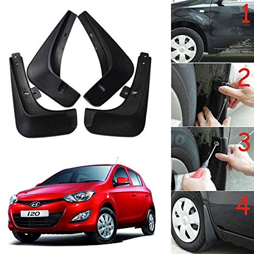 Image of Oshotto (O.E.M Fitting Cup Type) Mud Flap /Splash Guard Compatible with Hyundai i20 2010,2011,2012,2013,2014 (T-II) (Set of 4)