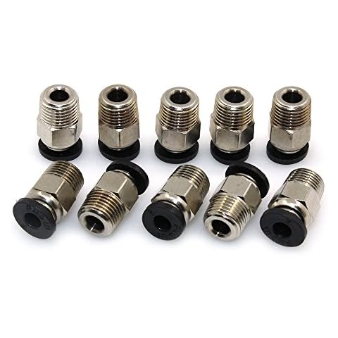 BIQU PC4-M10 Pneumatic Connector Fittings Bowden Tube Coupler Male Straight PTFE Tube Push for E3D-V6 Bowden Extruder Compatible with Ender-3 Ender-3 V2 3D Printers (Pack of 10pcs) Cover