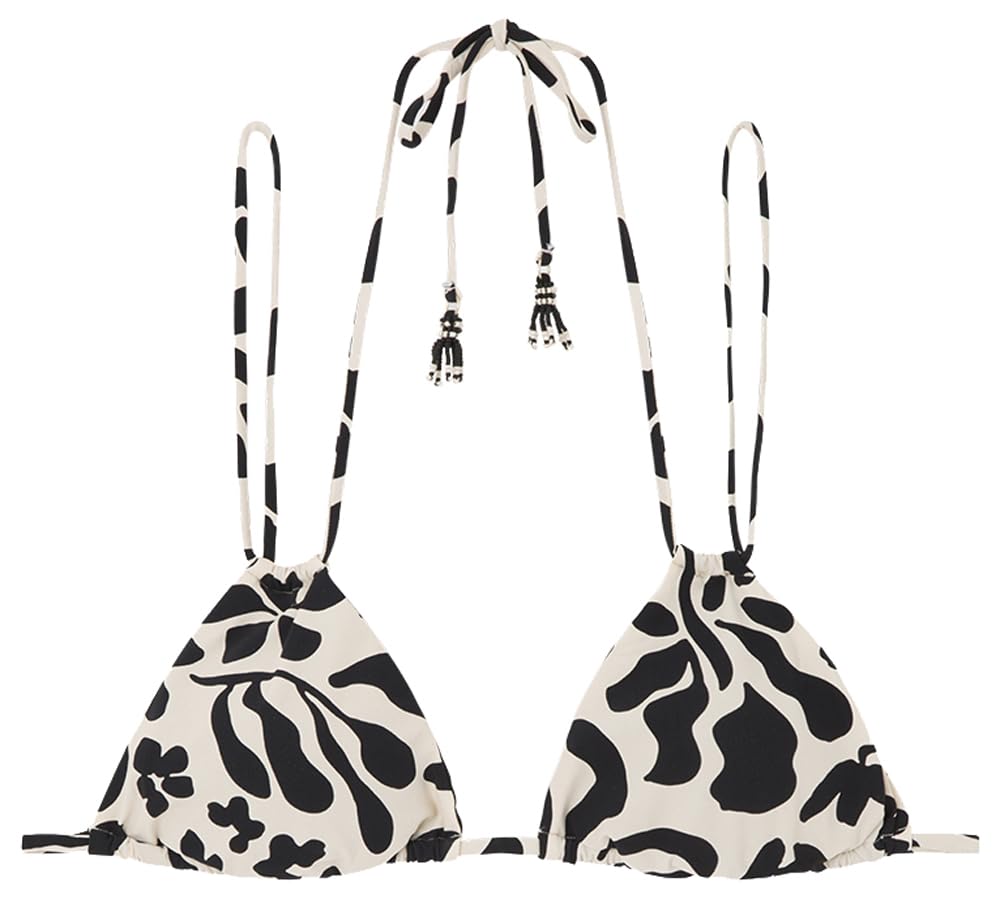 women'secretWomen B&w Floral Triangle Bikini Top Bikini Top