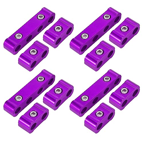 X AUTOHAUX 4 Set 8mm Car Engine Spark Plug Wire Separator Looms Divider Organizer Clamp Aluminum Alloy Purple