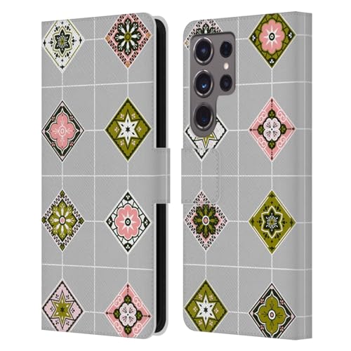 Carcasa tipo libro Samsung S24 Ultra estilo azulejo mexicano para viajes y diario