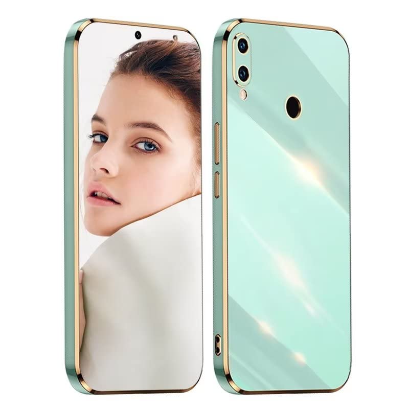 ATISIJIE Funda para Samsung Galaxy A10s Carcasa, Funda Protectora TPU Suave Silicona Prueba de Golpes Bonito Diseño Borde Dorado Cover Case Verde
