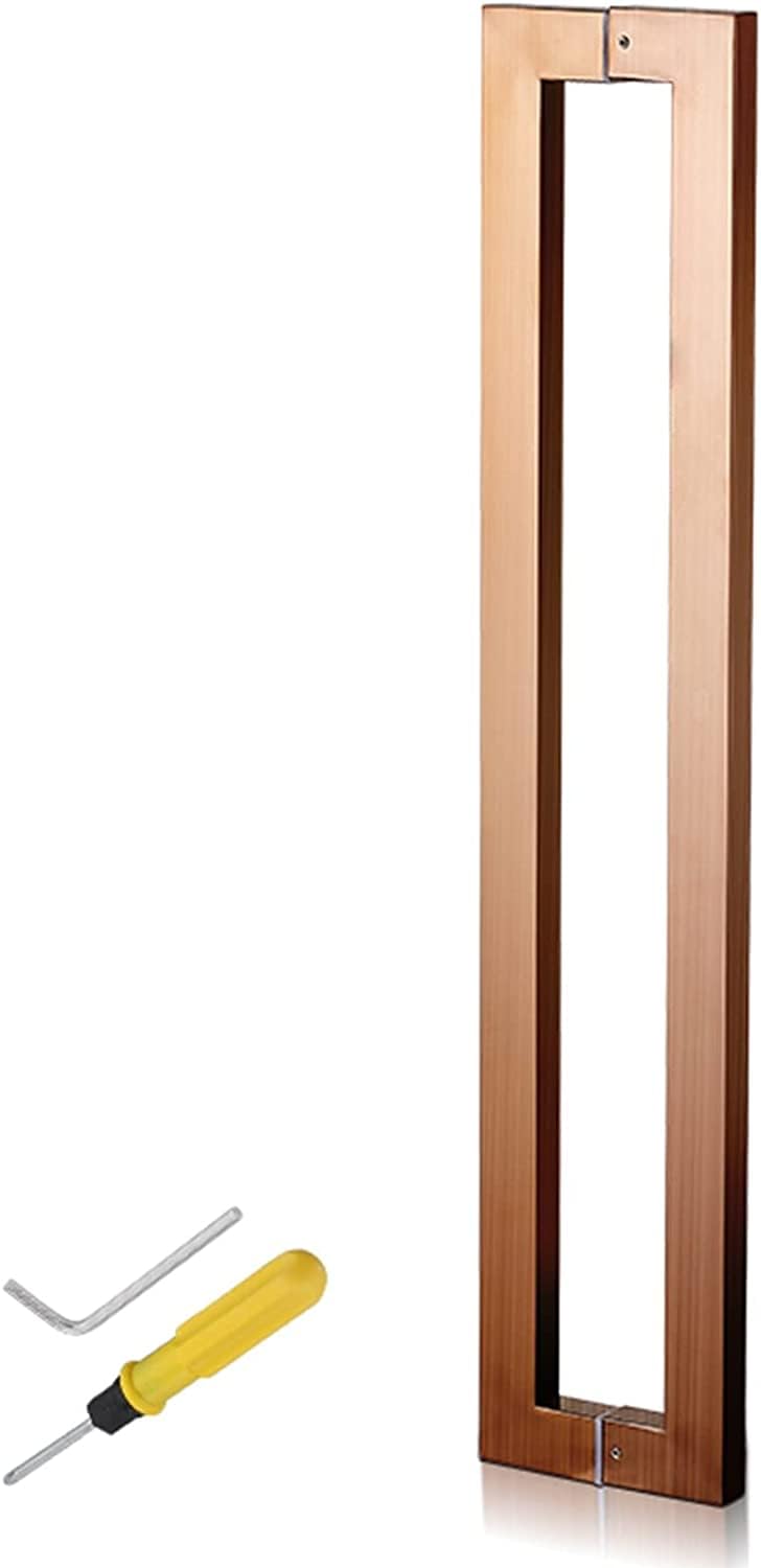 Gthtuhfd Rose Gold Modern Entry Door Handle Heavy Duty Bathroom Shower Pull Push Door Handles, Stainless Steel, Sliding Barn Door Handle With Fittings, Two-Sided Glass Shed Door Pull H,-100Cm/39.4Inch