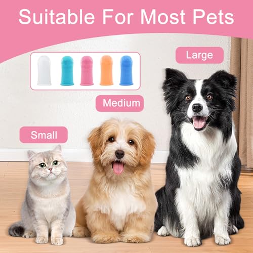 iCovalescent 10 Stück Zahnbürste Hund, 360º Hunde Finger Zahnbürste Katze, wiederverwendbar Silikon Haustiere Zähne Reinigung Zahnbürste Kit für Hunde, Katzen & Kleine Haustiere Zahnpflege(5cm)