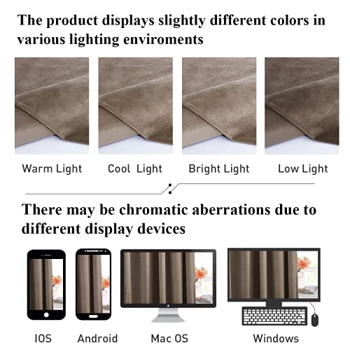 StangH Taupe Velvet Curtains 84 inches with Back Tab & Hook Belt, Room Darkening Thermal Insulated Window Drapes for Living Room/Bedroom, W52 x L84 inches, 2 Panels