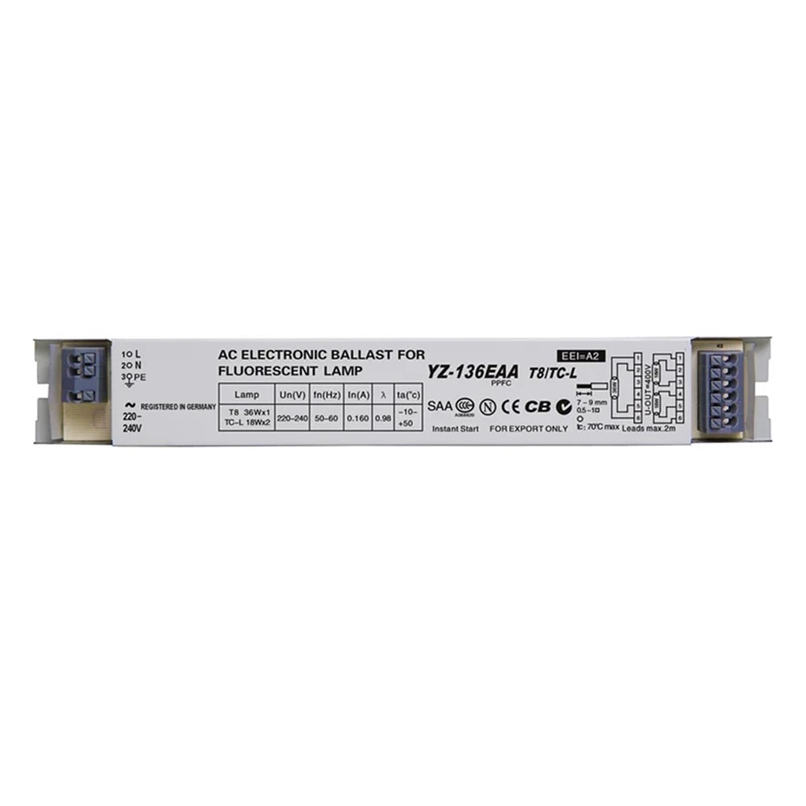HASGTFM YZ-136EAA YZ-236EAA YZ-336EAA 220V 1 * 36W 3 * 36W T8 Electronic Ballast For T8 Fluorescent Lamp(YZ-236EAA)