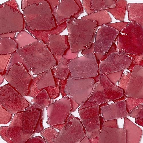 Versatile Sea Glass for Crafts - 16oz Red Frosted Dyed Seaglass Pieces for DIY, Vase Filler, Art Craft Supplies, Beach Wedding, Home Decor