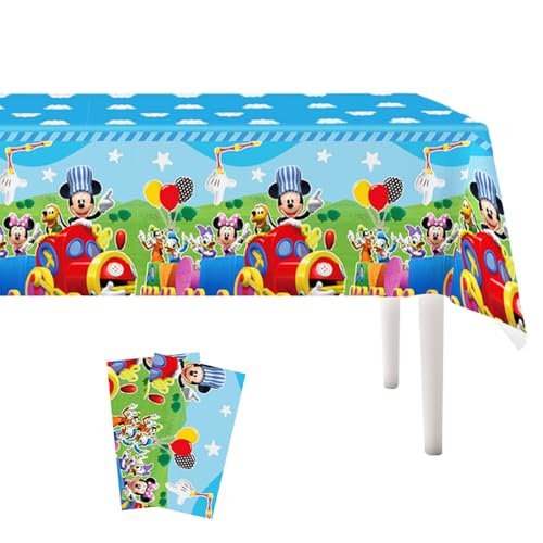 2Pcs Mickey Tablecloth Disposable Tablecover Birthday Party Supplies napkin plates for Kid Boy Baby Shower Rectangle Tables 70