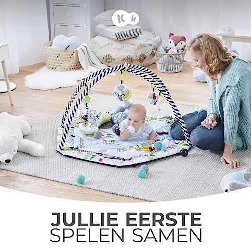 Kinderkraft speelmat SMARTPLAY, speelkleed, educatieve mat, met boxfunctie, tummy-time kussen, accessoires, hangende rammelaar, 5 speeltjes, 30 ballen, voor pasgeborenen, geschikt, meerkleurig - Afbeelding 3