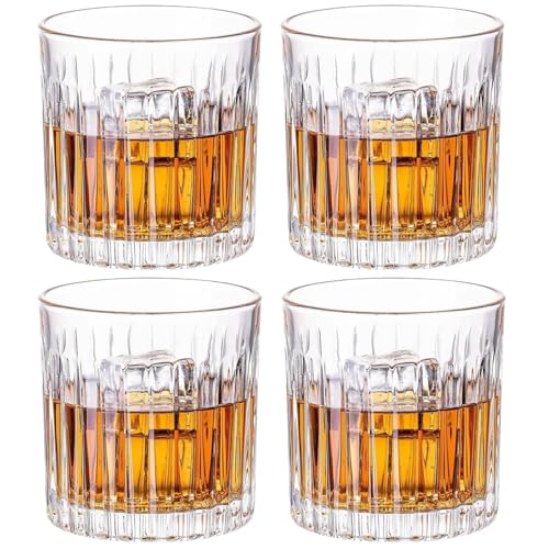 GLASKEY Lot de 4 Verres à Whisky, 300ml Verre Whiskey Cristal sans Plomb, Verres à Whisky pour Boire du Bourbon, du Cognac, du Whisky irlandais, Cadeaux pour Hommes