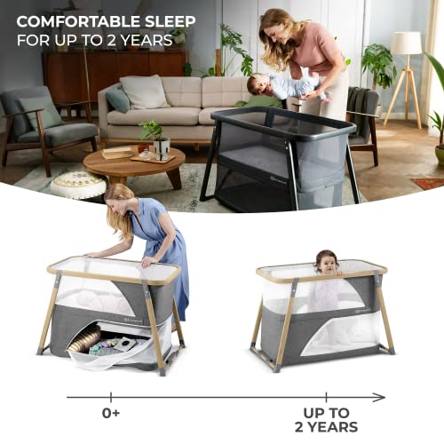 Kinderkraft Sofi Portable Travel Crib for Baby, Convertible Sleeping Cot 4 in 1 with Easy to Pack Playpen, Comfortable Bassinet Mattress and an Additional Cradle Function - Thumbnail 3