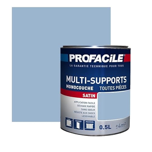 PROFACILE Peinture intérieure multi-supports, satin, murs, plafonds, boiseries, radiateurs, sans odeur, plusieurs teintes 0.5 litre