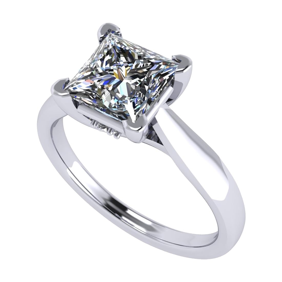 1to4ct Simulated Diamond Engagement ring Round-Princess-Cushion-Asscher Solitaire Lucita Cz & Silver