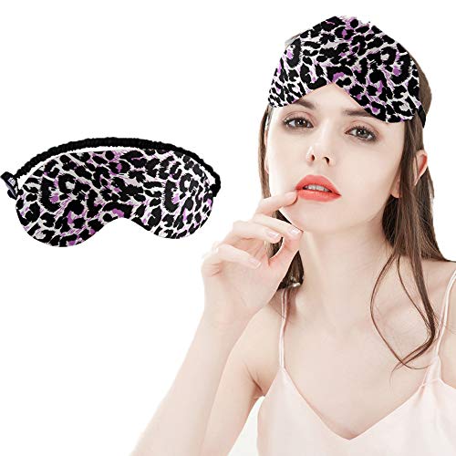 Drizzle Chaton Masque de Sommeil 100% Pure Soie élastique réglable Blocage de la lumière Eye Sleep Mask (Léopard)