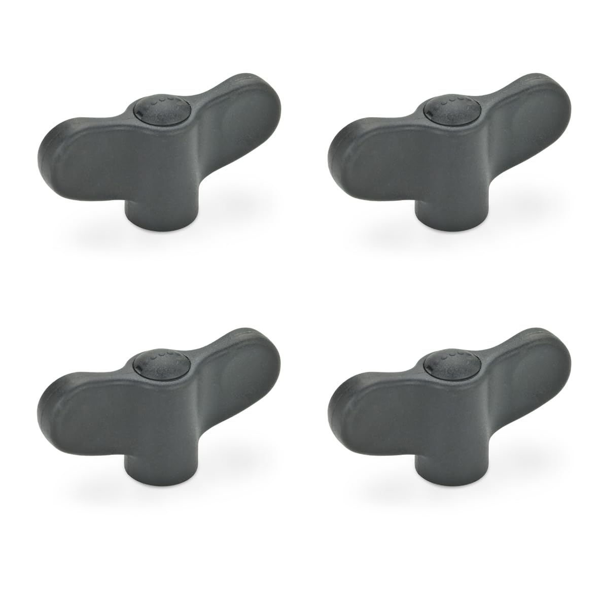 Ganter Normelemente Wing Nut GN 634-40-M5-E-DSG | Pack of 4 | Wing Handle | Black Plastic | Thread M5