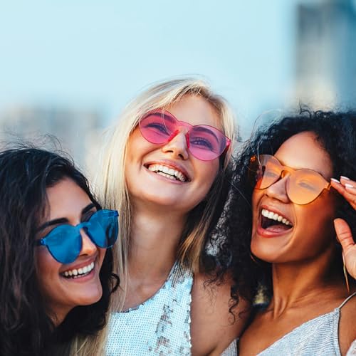 18 Round Shaped Rimless Sunglasses Transparent Candy Color Party Glasses Colored Eyewear for Women4