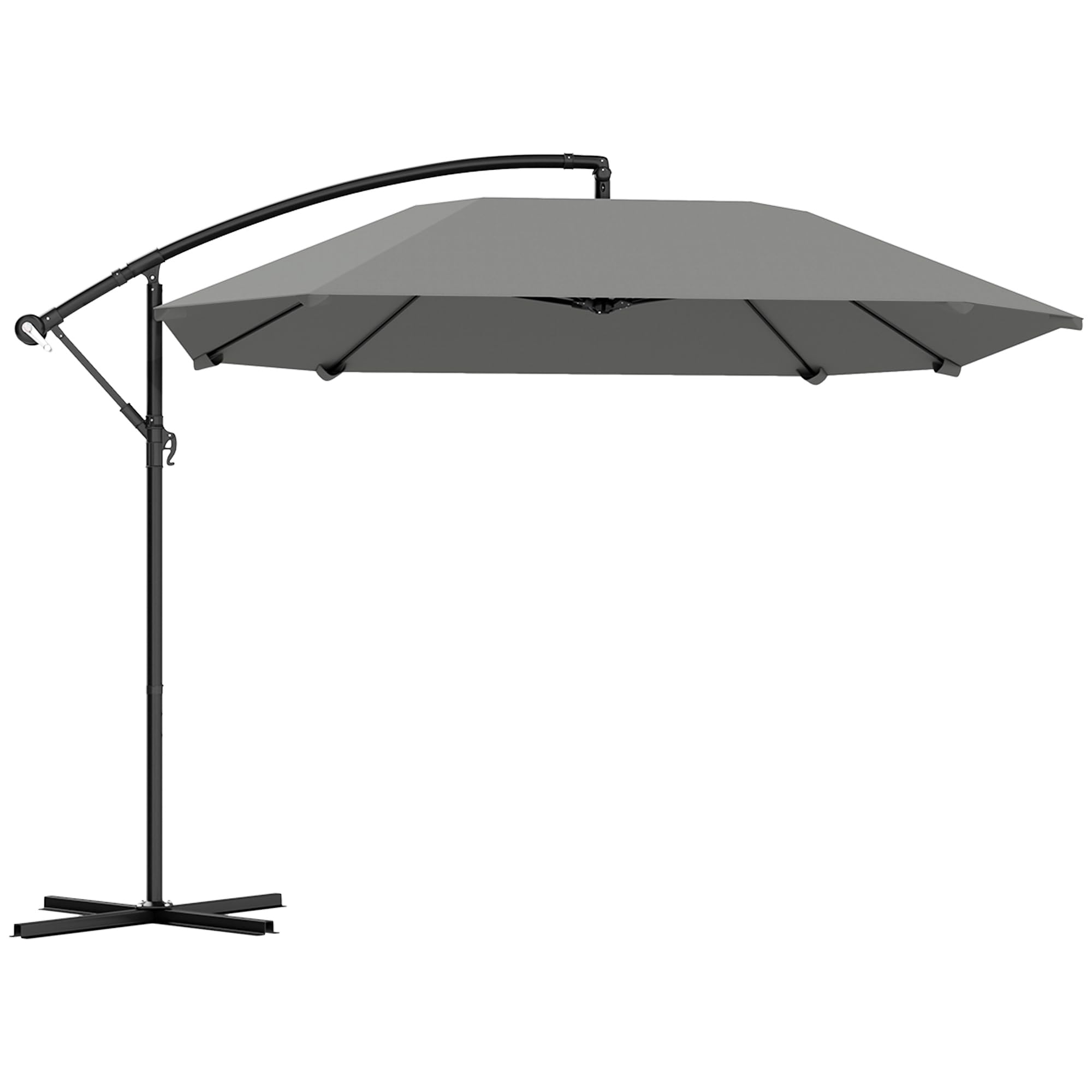 Outsunny Parasol Déporté Inclinable Base 304 x 260 x 245 cm Gris Foncé