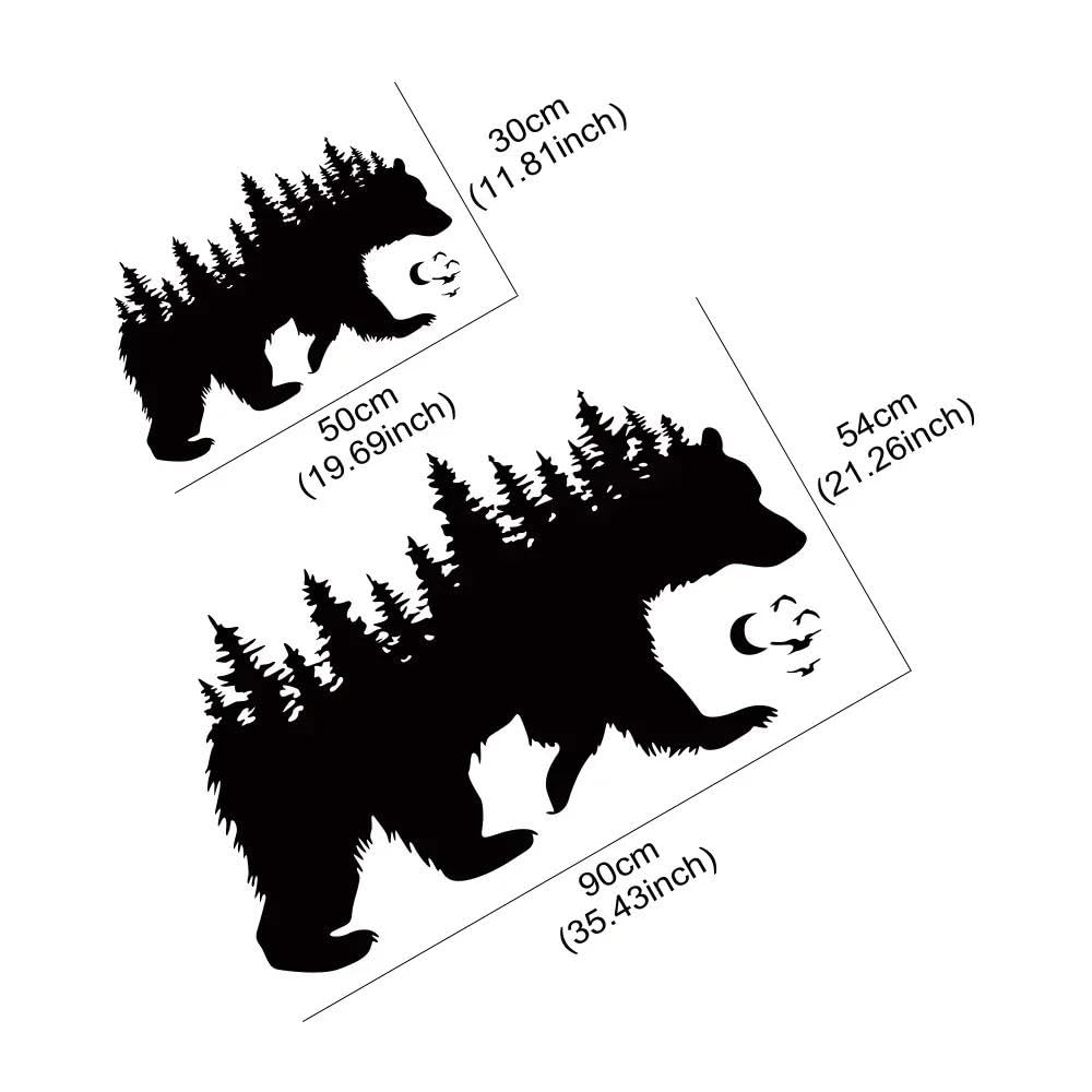 Bär Natur Wald RV Vinyl Aufkleber Karosserie Aufkleber Wohnmobil Caravan Van Camper Auto Dekoration Aufkleber Zubehör Fahrzeugaufkleber(Glossy Black,90x54cm)