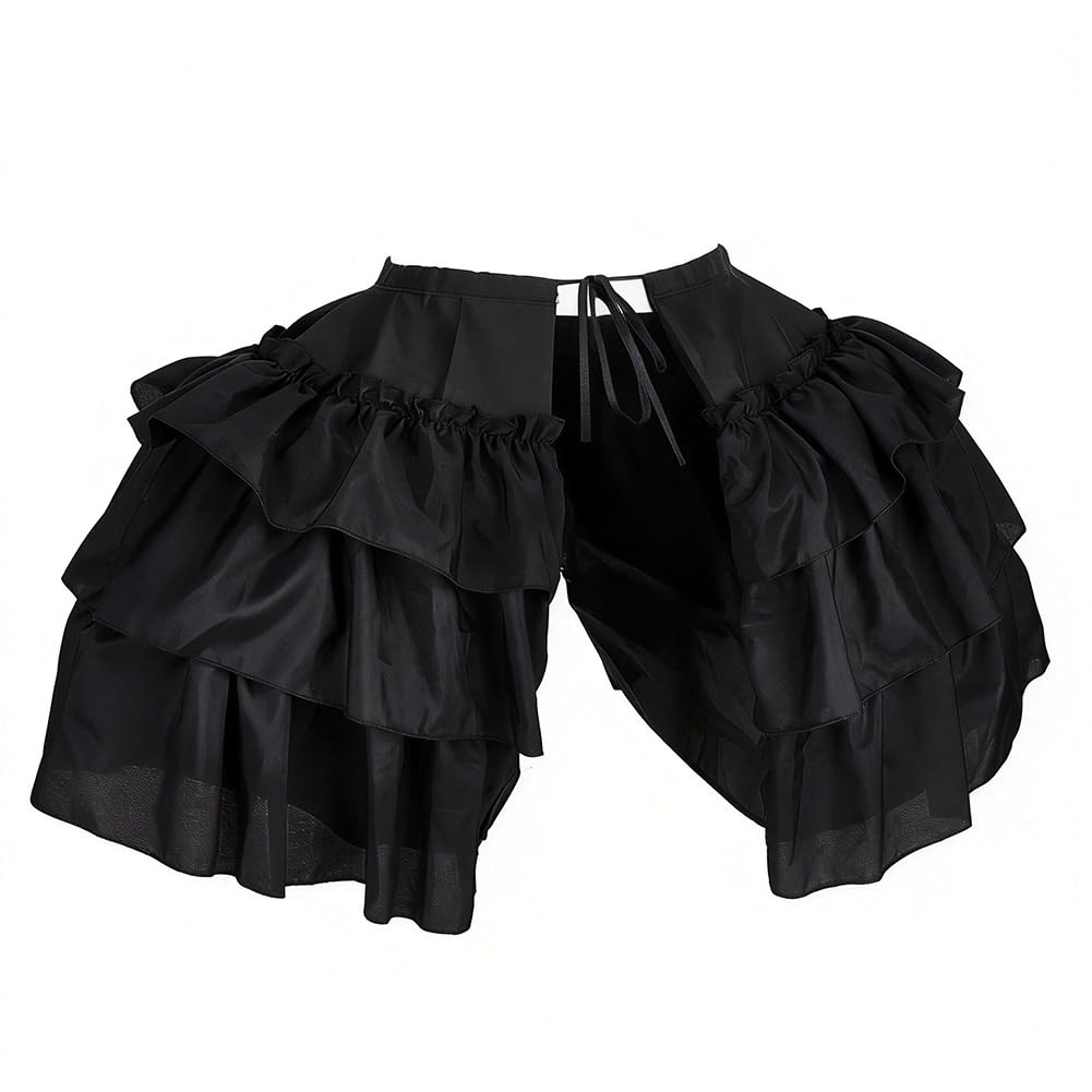 FINGERINSPIRE Petticoat im viktorianischen Reifen, Petticoat, Doppelrüschen, Petticoat für Theater, Rokoko-Stil, Polyester, 152 cm