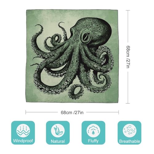 Green Octopus Scarf for Women, Elegant Silk Like Scarves - Wrinkle Resistant, Soft & Shiny Bandana for Uniforms, Hair Accessory, Handbag Decor, 27 Inch2
