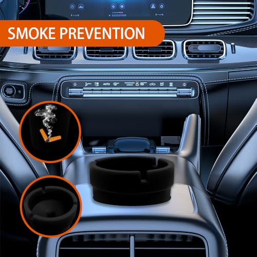 Image of Smokeless Ashtray, Portable Car Ashtrays for Cup Holder, Multifunctional Ashtray with Lid Smell Proof for Car Truck SUV to Keep Car Interior Accessories Tidy, ABS Plastic, Black