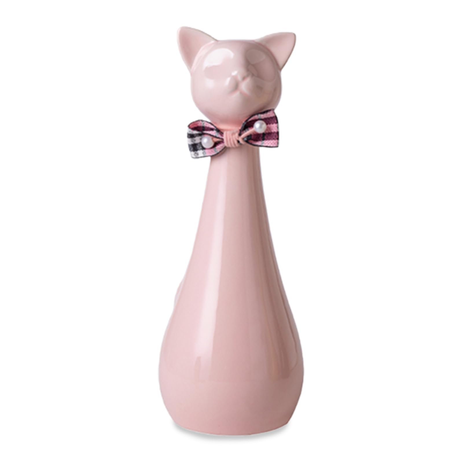 Duuclume Handcrafted Cat Statue Ceramic Ashes Urn for Cats - Beloved Pet Cremation Memorial Urn, Funeral Memorial Gift (Pink)
