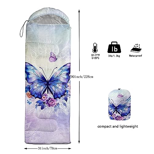 Image of QOOMO Axolotl Cute Camping Sleeping Bags,3 Season Warm & Cool Weather,Lightweight,Waterproof Sleeping Bags for Adults & Kids,Traveling,and Outdoors
