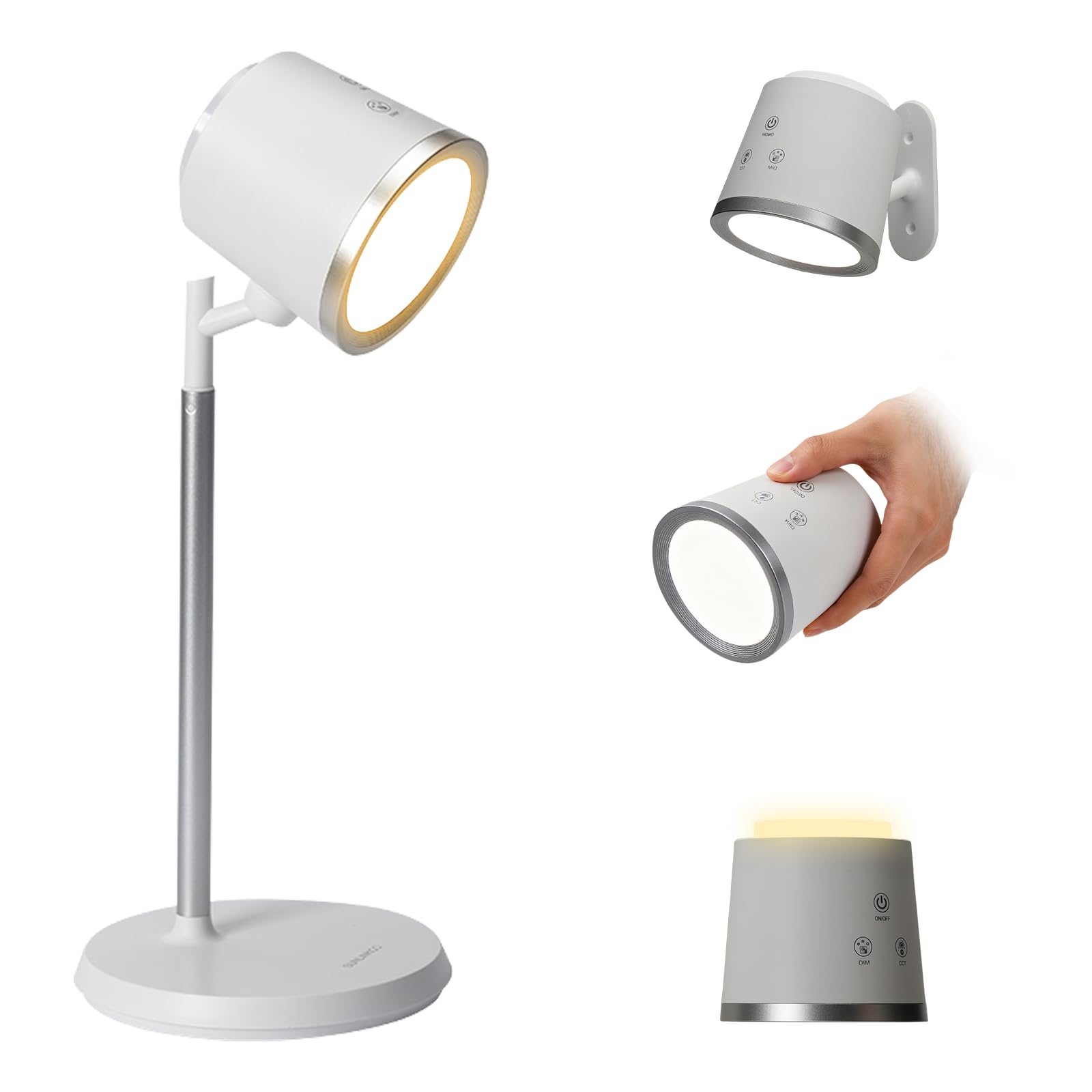 Photo 1 of YULINKCO Rechargeable LED Desk Lamp, Magnetic Wall Mount LED Light, Dimmable Cordless Reading Lamp with Adjustable Brightness & 3 Color Modes for Reading, Working, Bedroom, Hallway