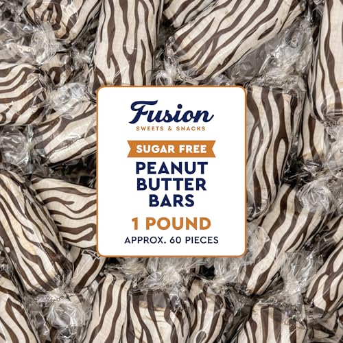 Sugar Free Peanut Butter Bars - 1 Pound Individually Wrapped - Bulk Sugar-Free Crunchy & Cripsy Peanut Butter Candy, Gluten Free, Kosher, Vegan