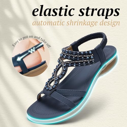 Image of Littleplum Womens Sandals Comfort Arch Support Sandals Summer Walking Shoes Casual Ankle Elastic Flip Flops Shoes