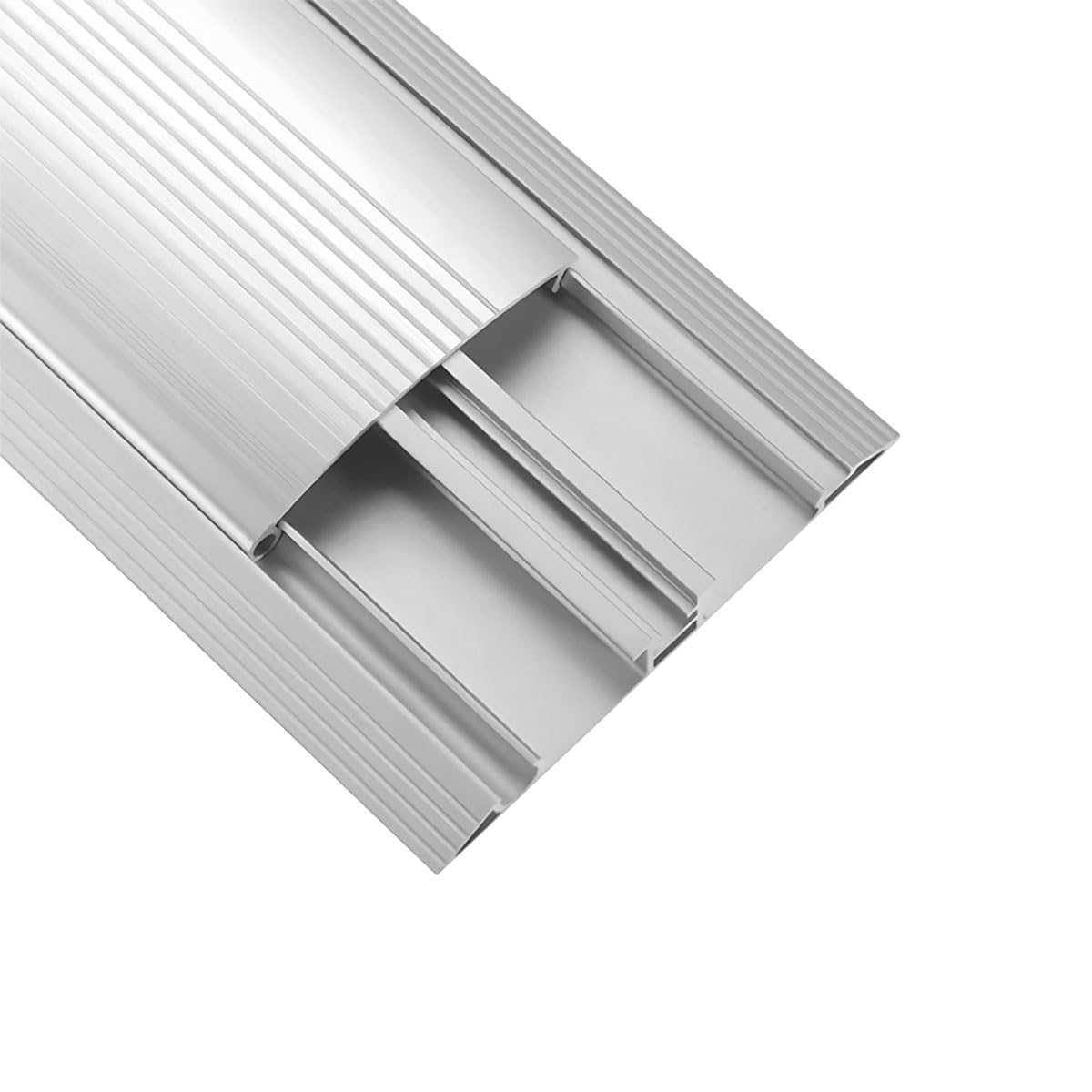LogiLink Fußboden Kabelabdeckung Kabelkanal aus Alu & ABS, individuell kürzbar, Doppelkanal, Maße: 1104x139x22mm, Farbe: Silber