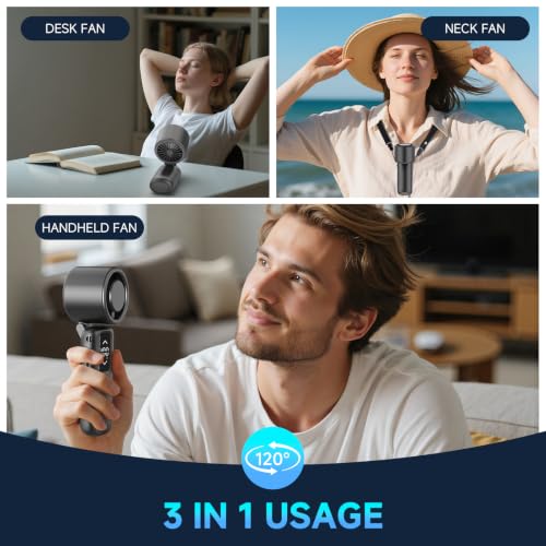 Guirngou Portable Handheld Turbo Fan, 1-100 Gear Wind, Battery Operated, Up to 23 Working Hours, 3 IN 1 Personal Fan with Air Turbo Tech, Cooling Essentials for Indoor/Outdoor - image 4