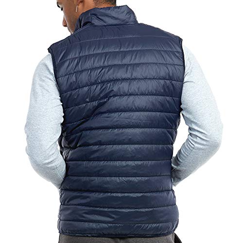 Men's Vest Lightweight Water-Resistant Bubble Puffer Zipper Winter Warm Navy XL2