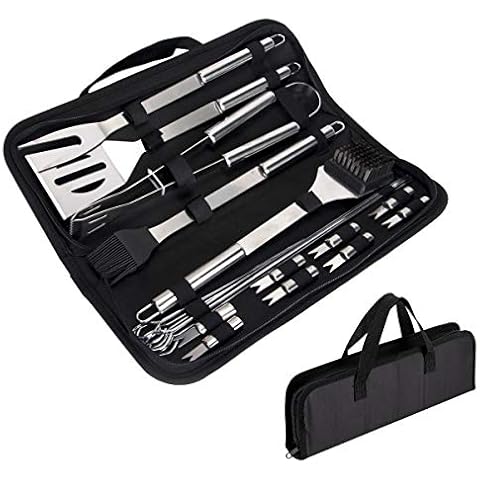 Nasjac Barbecue Grill Tools Set, 20 Piece Stainless Steel BBQ Accessories with Storage Bag Men Women Outdoor Grilling Kit Barbecue Grill Utensils for Camping Party and Picnic Cover